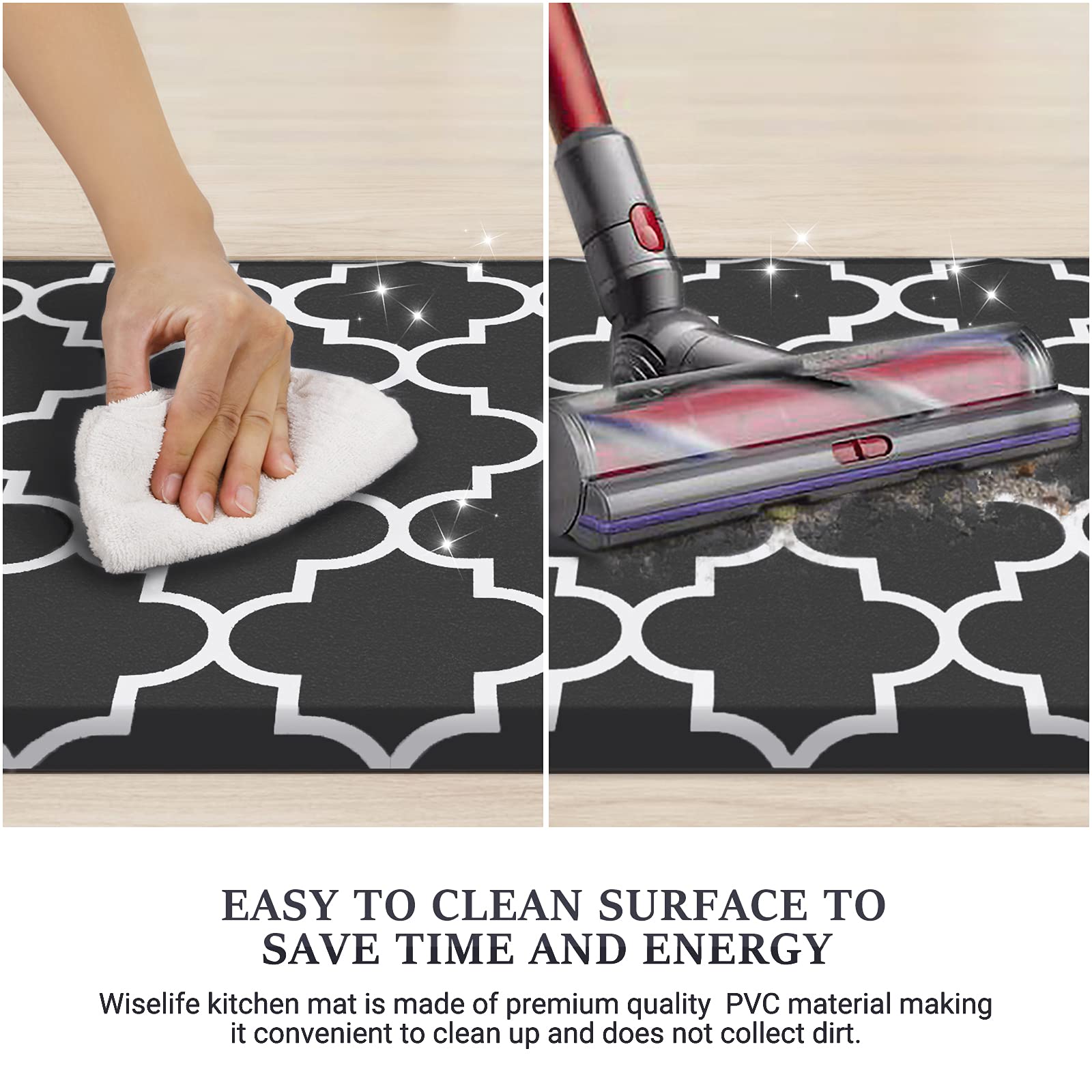 WISELIFE beveled-edge design helps reduce tripping while moving around the kitchen.