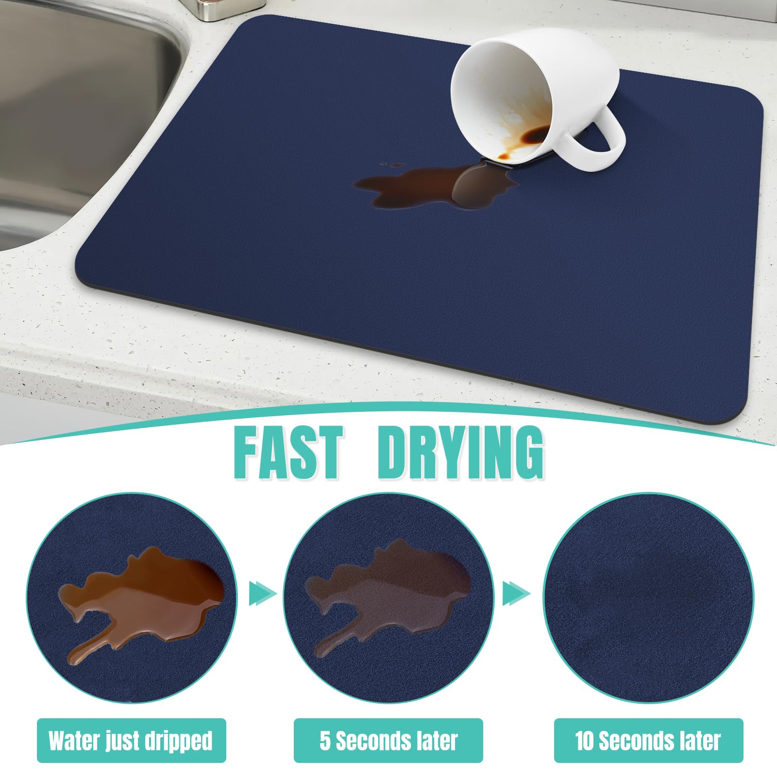 WISELIFE coffee mat cut-to-dish-drying shows its versatility and fit.
