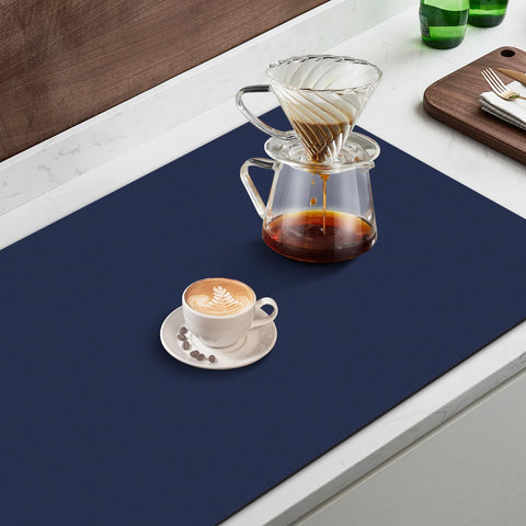 WISELIFE Coffee Mat rolled for easy storage fits compactly in cabinets.