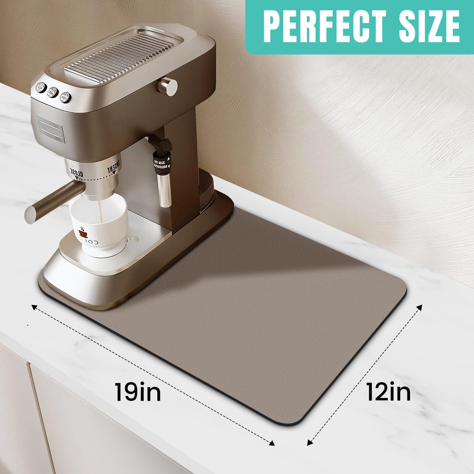 A large drying surface that stays put under the machine, catching drips as you brew.
