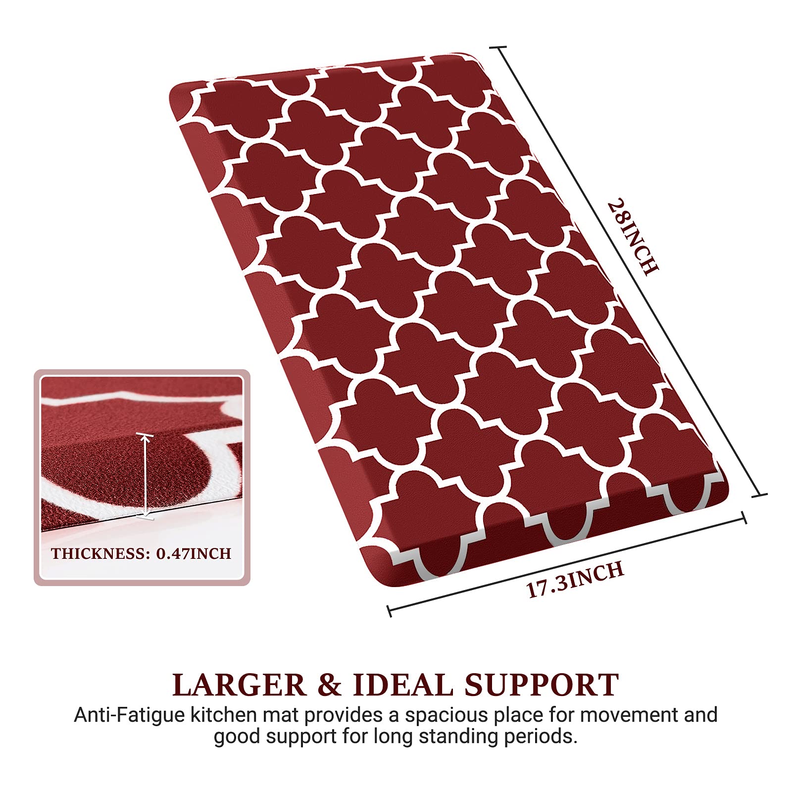 Close-up texture of WISELIFE mat, red, showing cushioned surface for comfort.