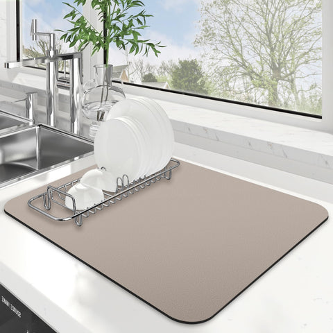 WISELIFE dish drying mat close-up showing quick-absorbent fibers that keep counters dry.