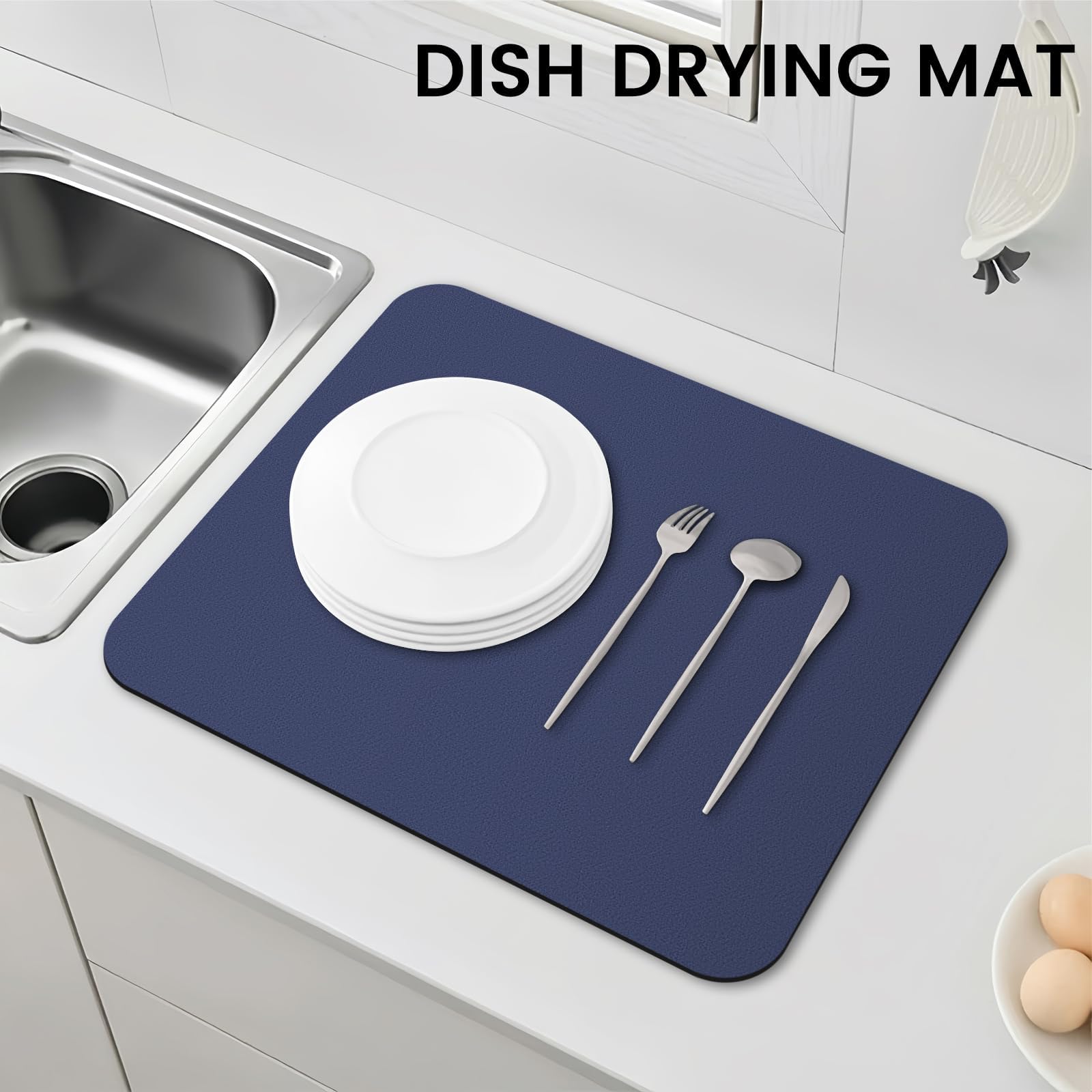 WISELIFE dish drying mat classic blue color complements kitchen decor