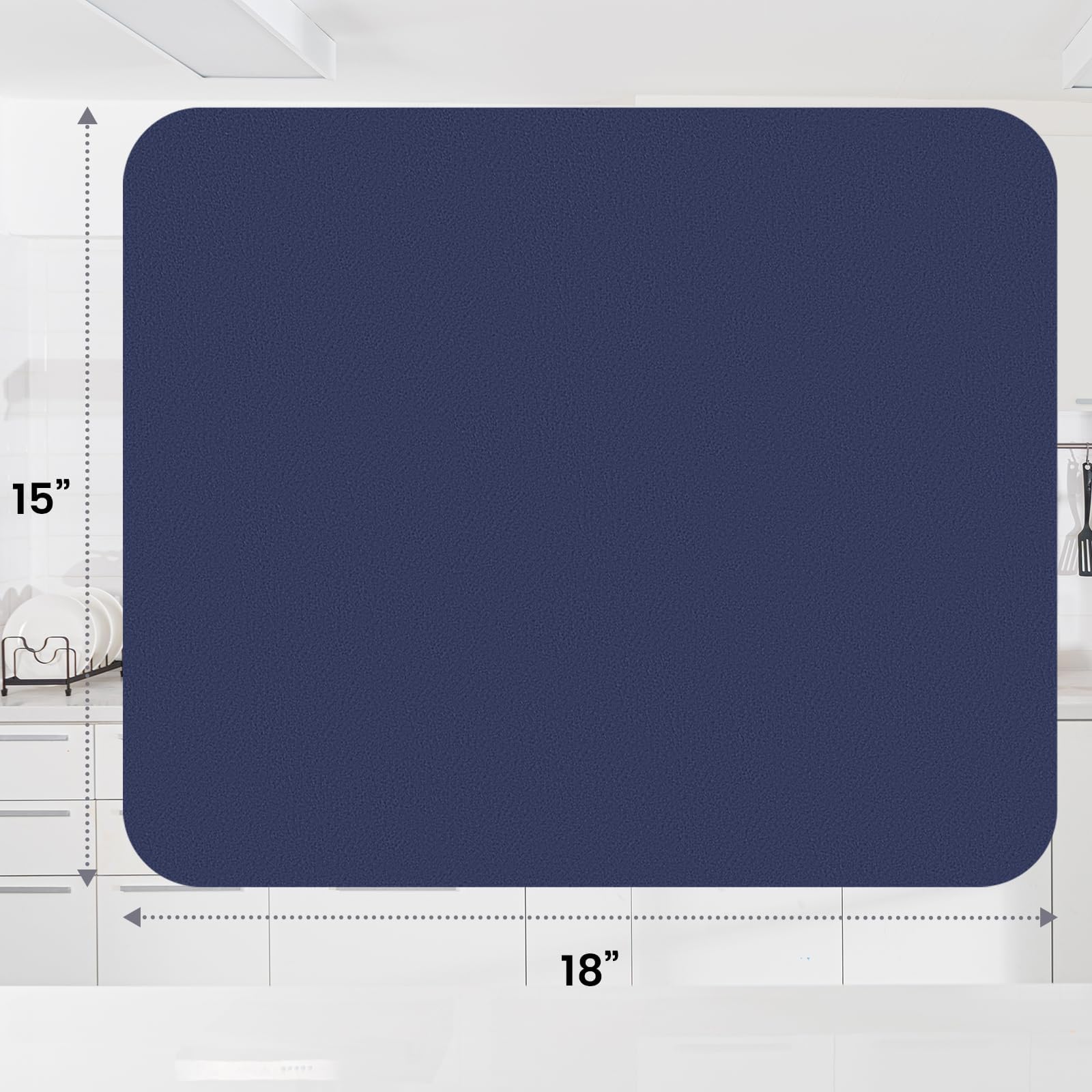 WISELIFE dish drying mat counter-fit easy to trim for any space
