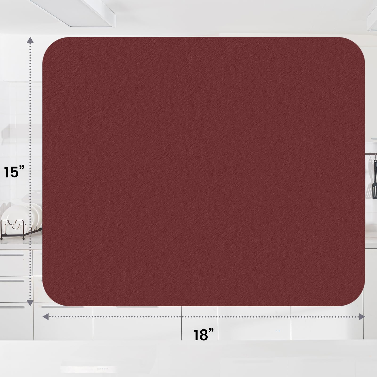 Cut-to-fit design shown adapting to a tight counter space