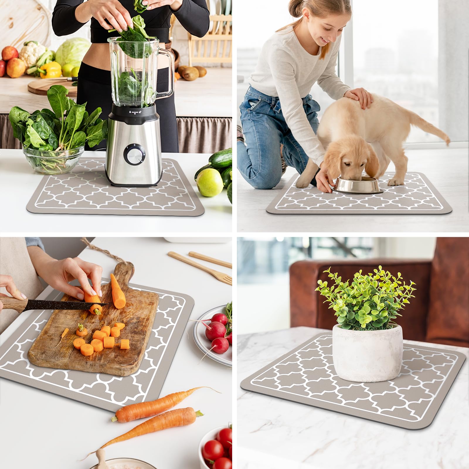 WISELIFE mat features four-leaf pattern for stylish kitchen decor.