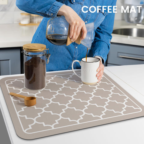 WISELIFE khaki color mat blends with countertops and dries efficiently.