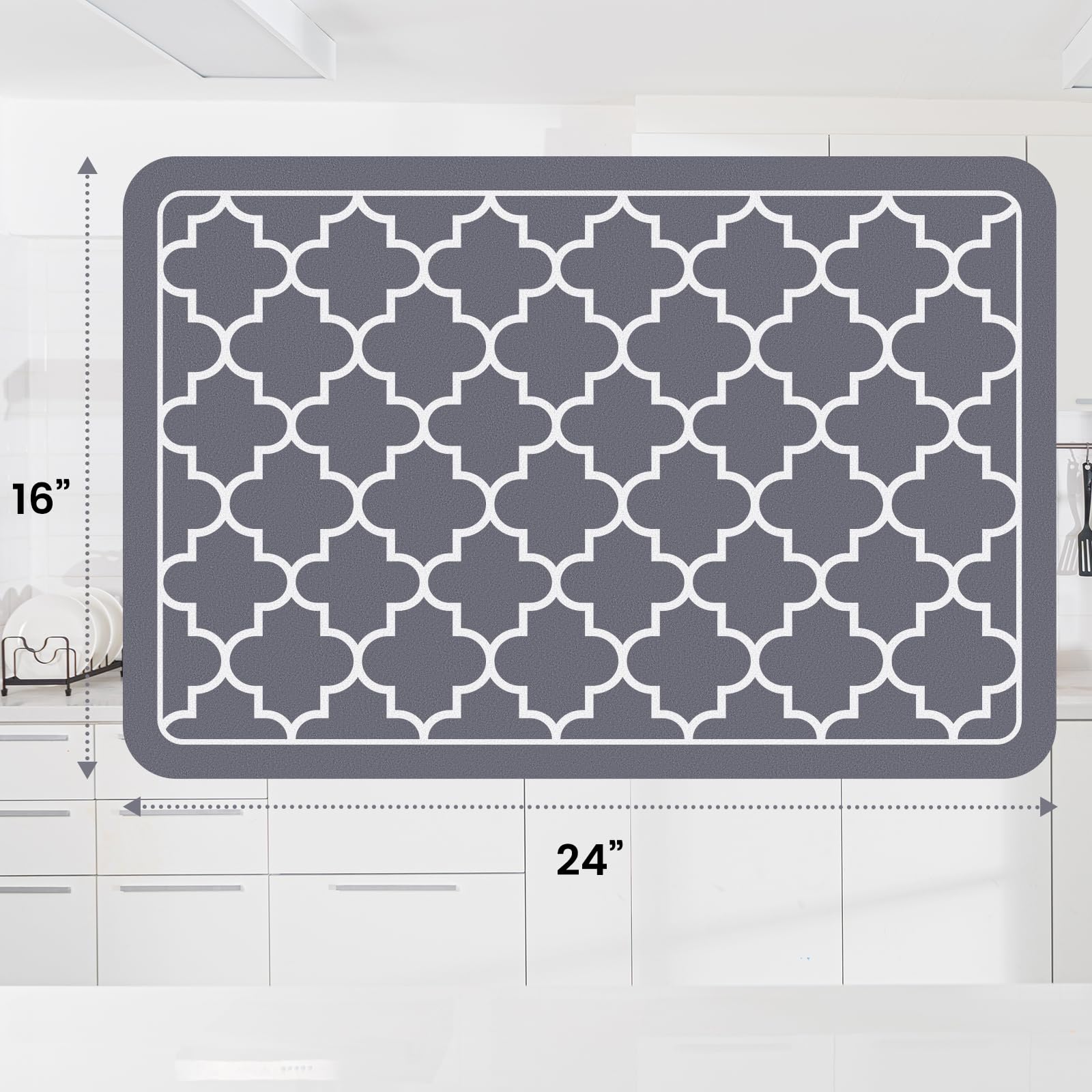 WISELIFE dish drying mat large-cut-to-fit grey adapts to your space.