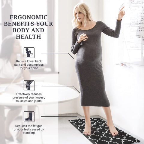 WISELIFE black kitchen mat with durable surface for heavy daily use.