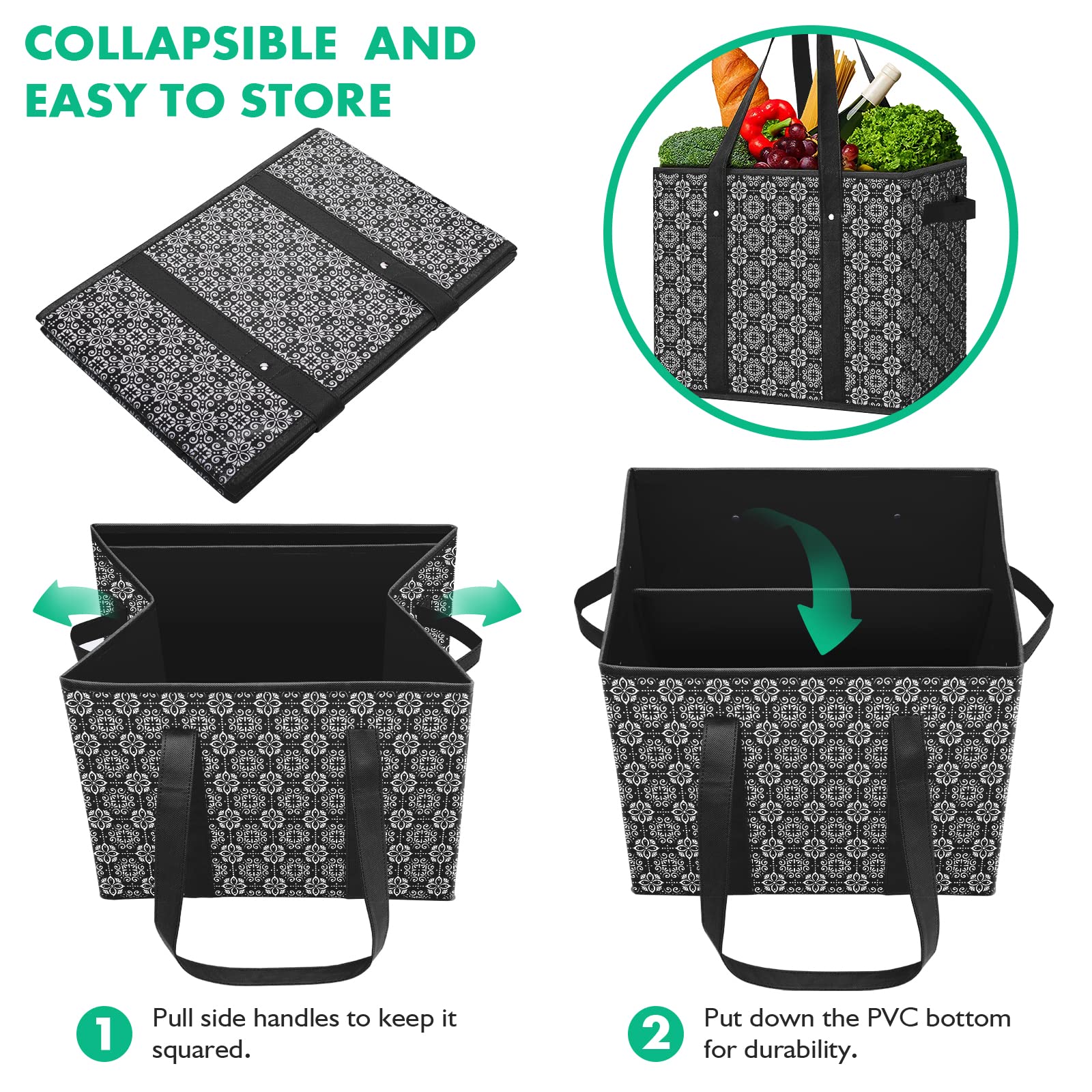 WISELIFE easy-carry bag with short handles and shoulder strap for heavy loads.