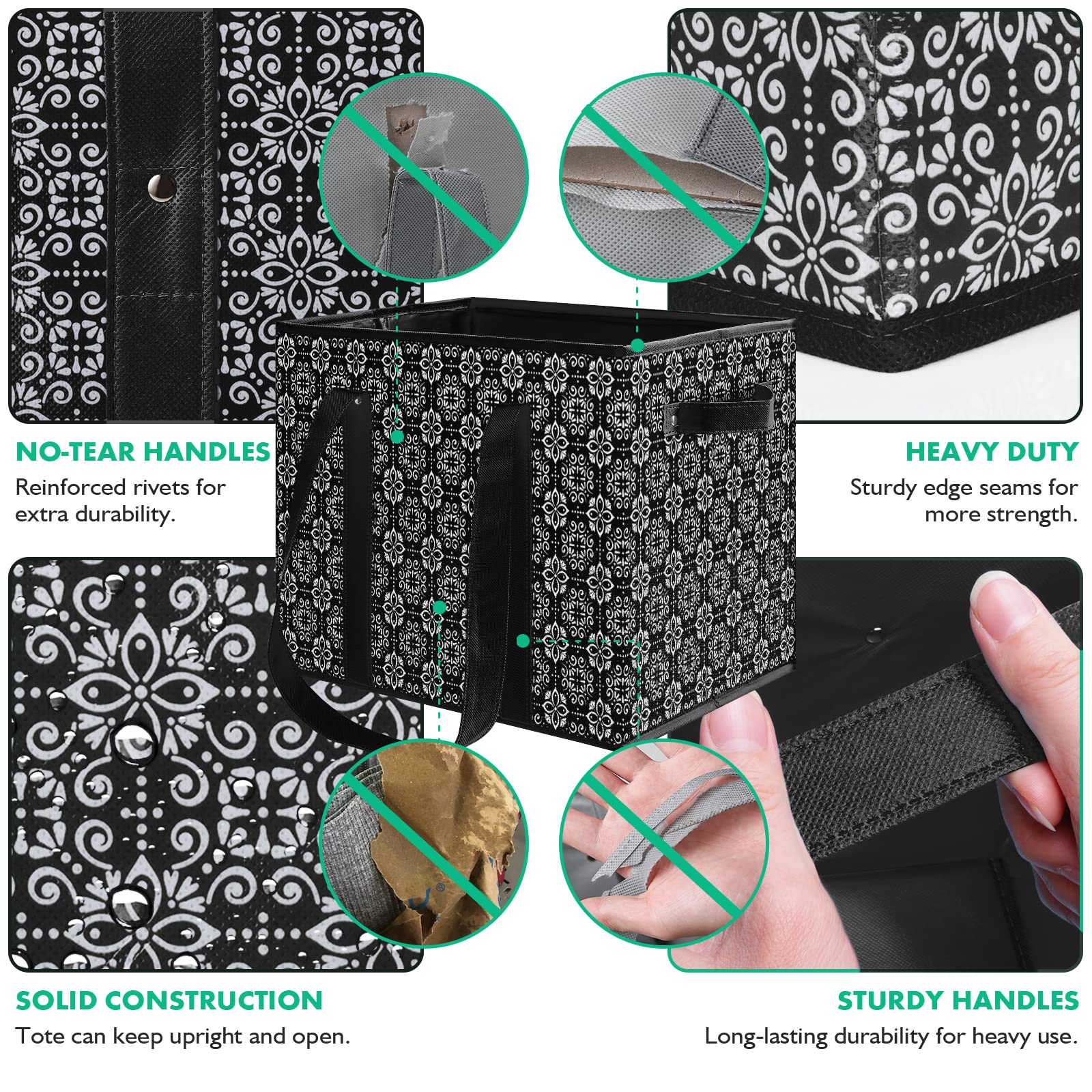 WISELIFE foldable grocery bag, collapsible and easy to store.
