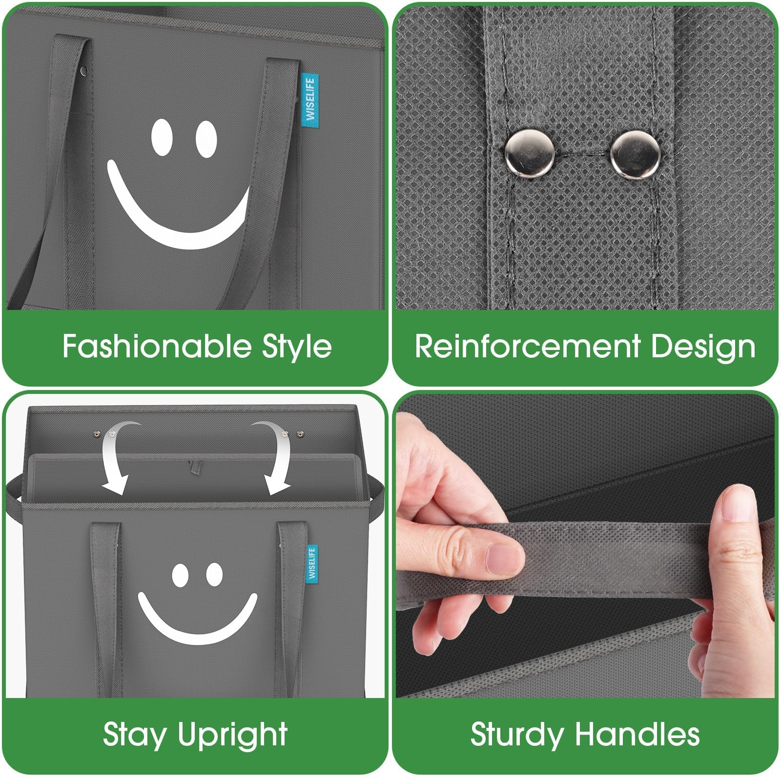 WISELIFE bottom cardboard support keeps bag upright