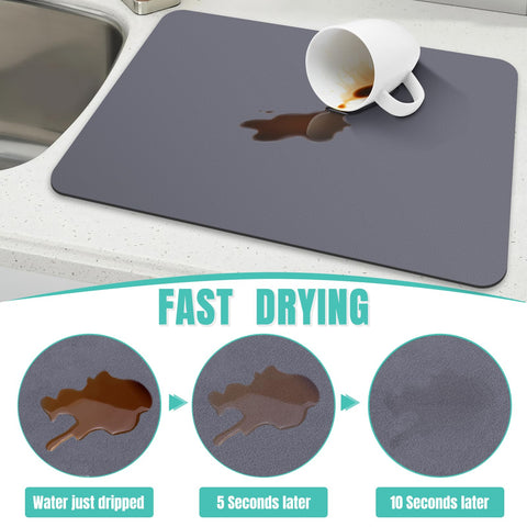 WISELIFE kitchen-counter-drying-mat absorbs moisture quickly on surfaces.