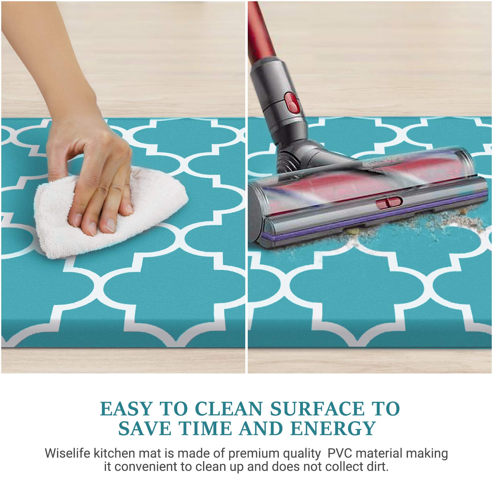 WISELIFE easy-clean PVC mat cleans with a damp cloth
