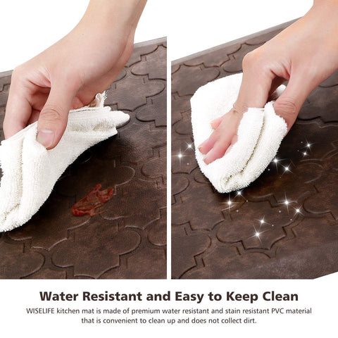 WISELIFE easy-clean kitchen mat makes wiping messes quick and simple.