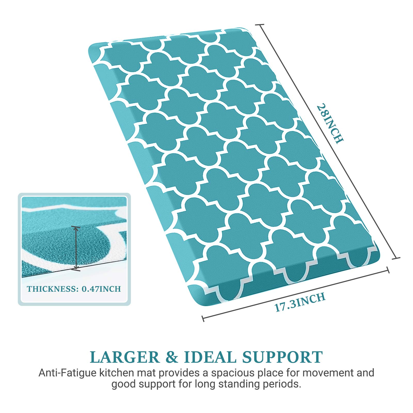 WISELIFE kitchen mat non-slip bottom keeps the mat in place on dry floors