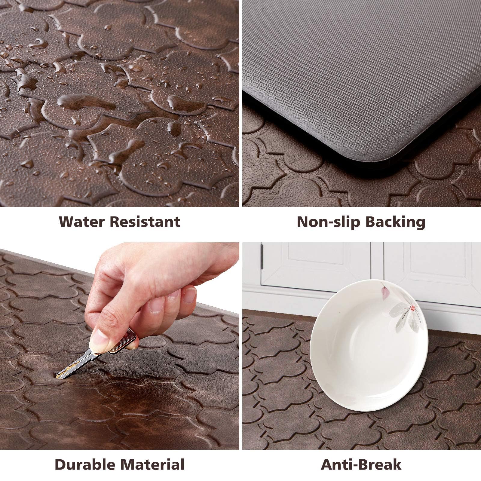 WISELIFE waterproof-top kitchen mat protects floors from spills and splashes.