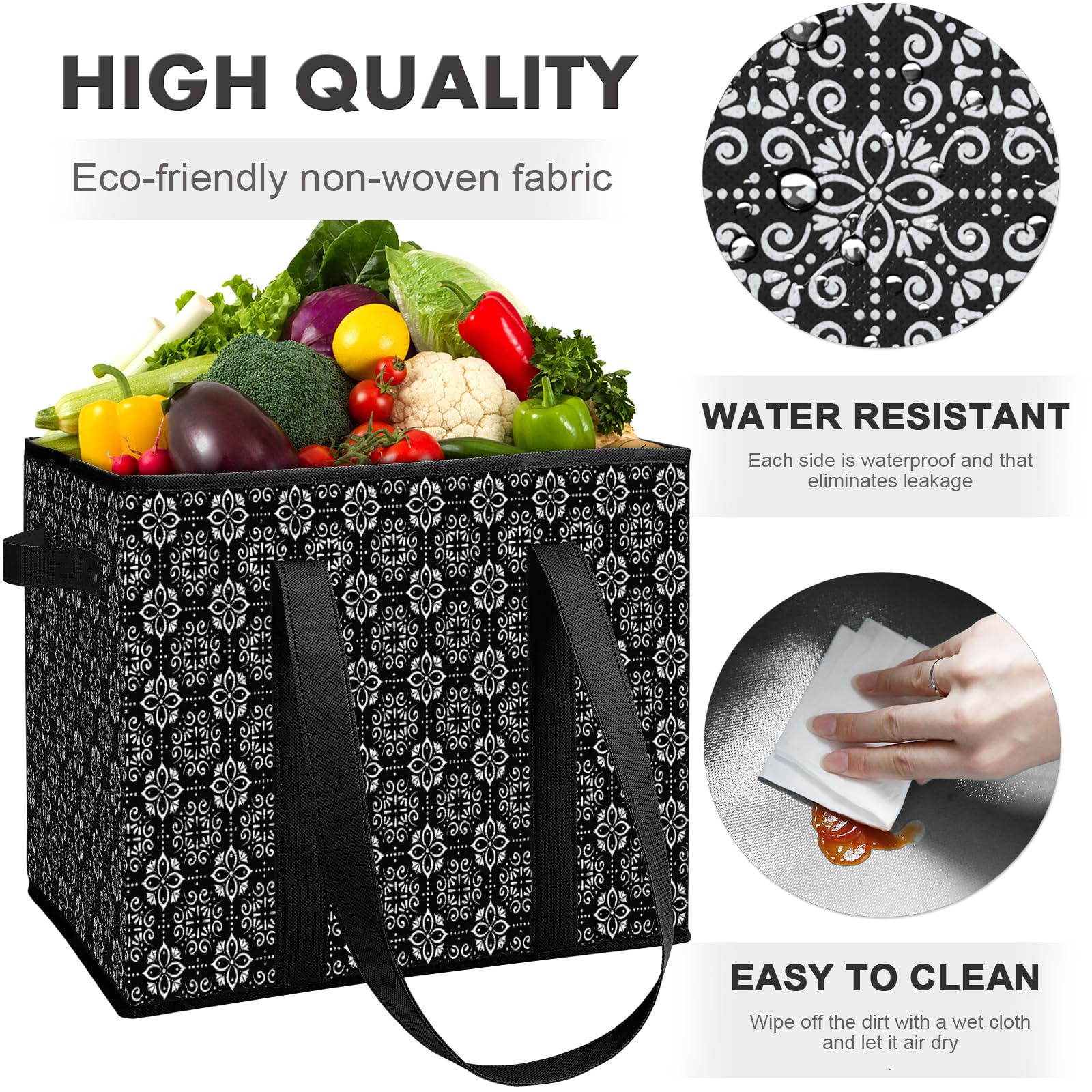 WISELIFE large tote with water-resistant coating for groceries and travel.