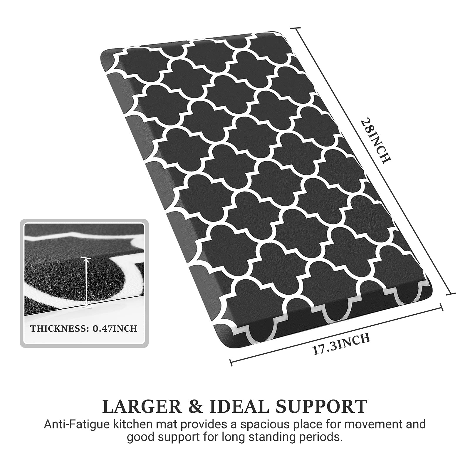 WISELIFE non-slip PVC bottom keeps the mat securely in place on dry floors.