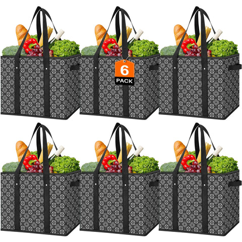 WISELIFE 6-pack reusable grocery bags for durable, eco-friendly shopping.
