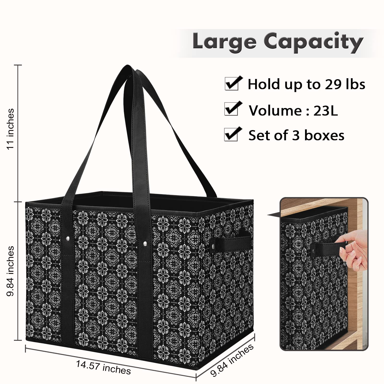 WISELIFE rigid-structure bag for stability with heavy-duty non-woven fabric.