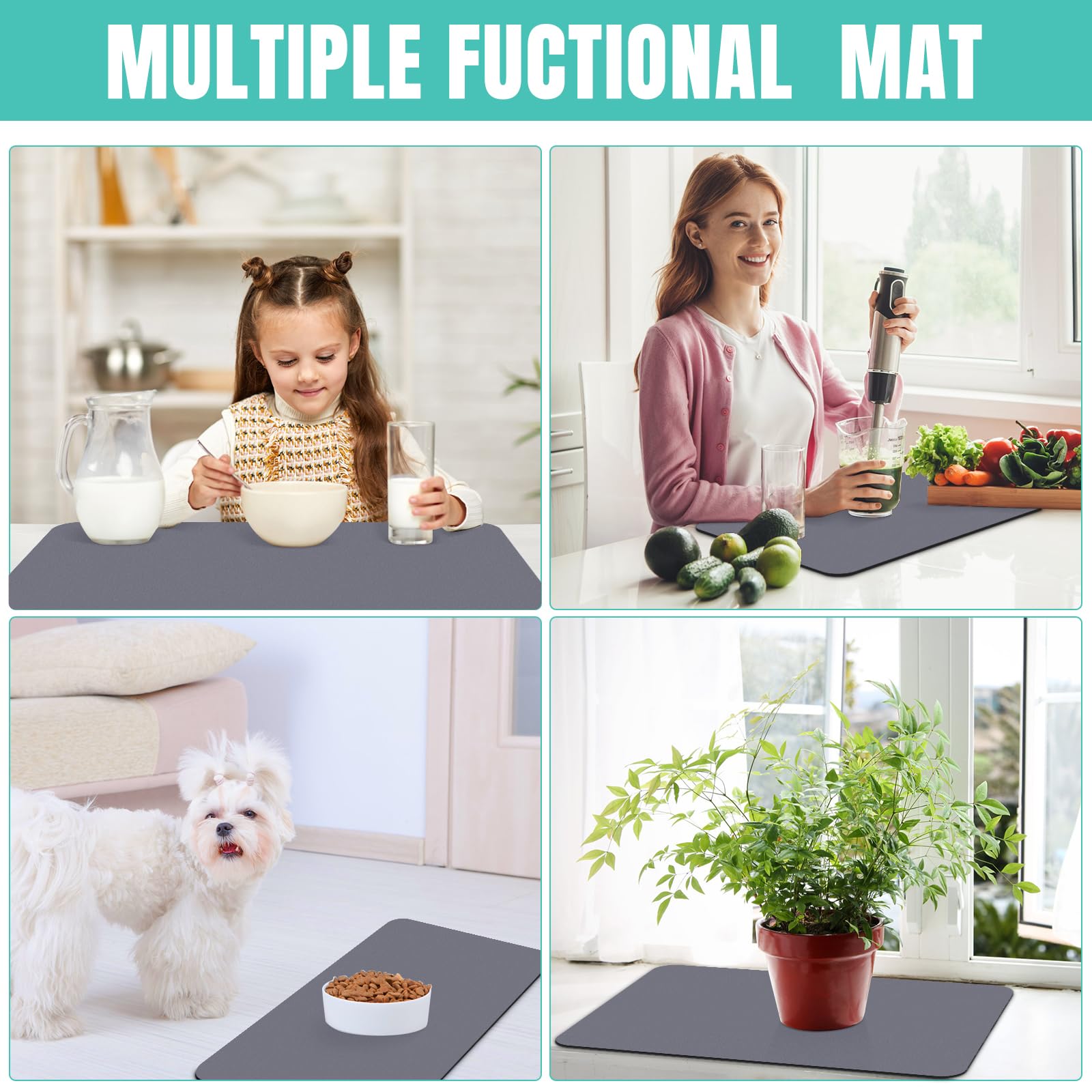 WISELIFE tear-resistant-dish-mat withstands daily kitchen wear.