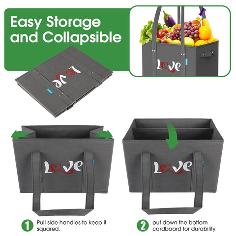 WISELIFE water-resistant collapsible tote protects groceries in rain or spills.