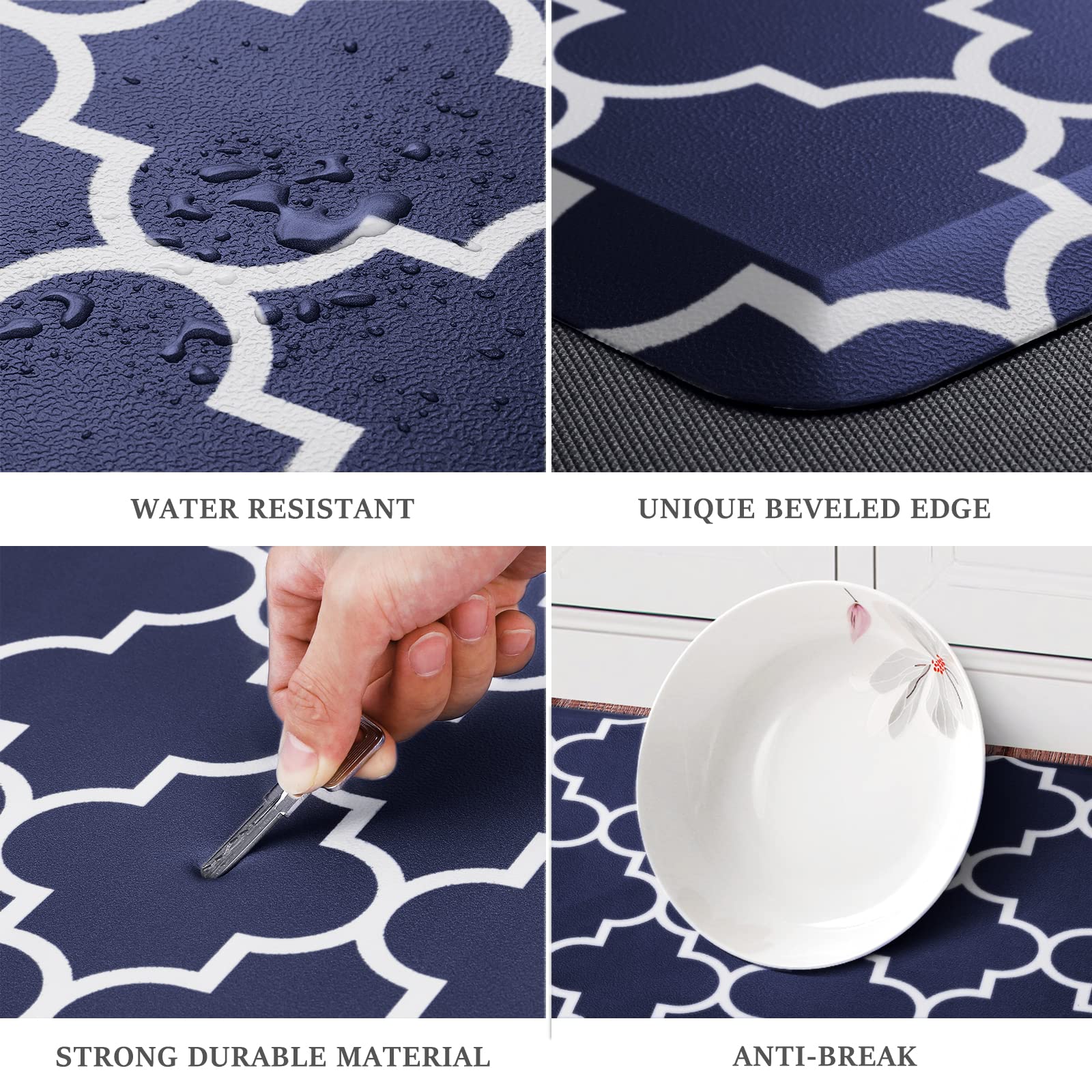 WISELIFE waterproof kitchen mat resists spills and cleans up easily.