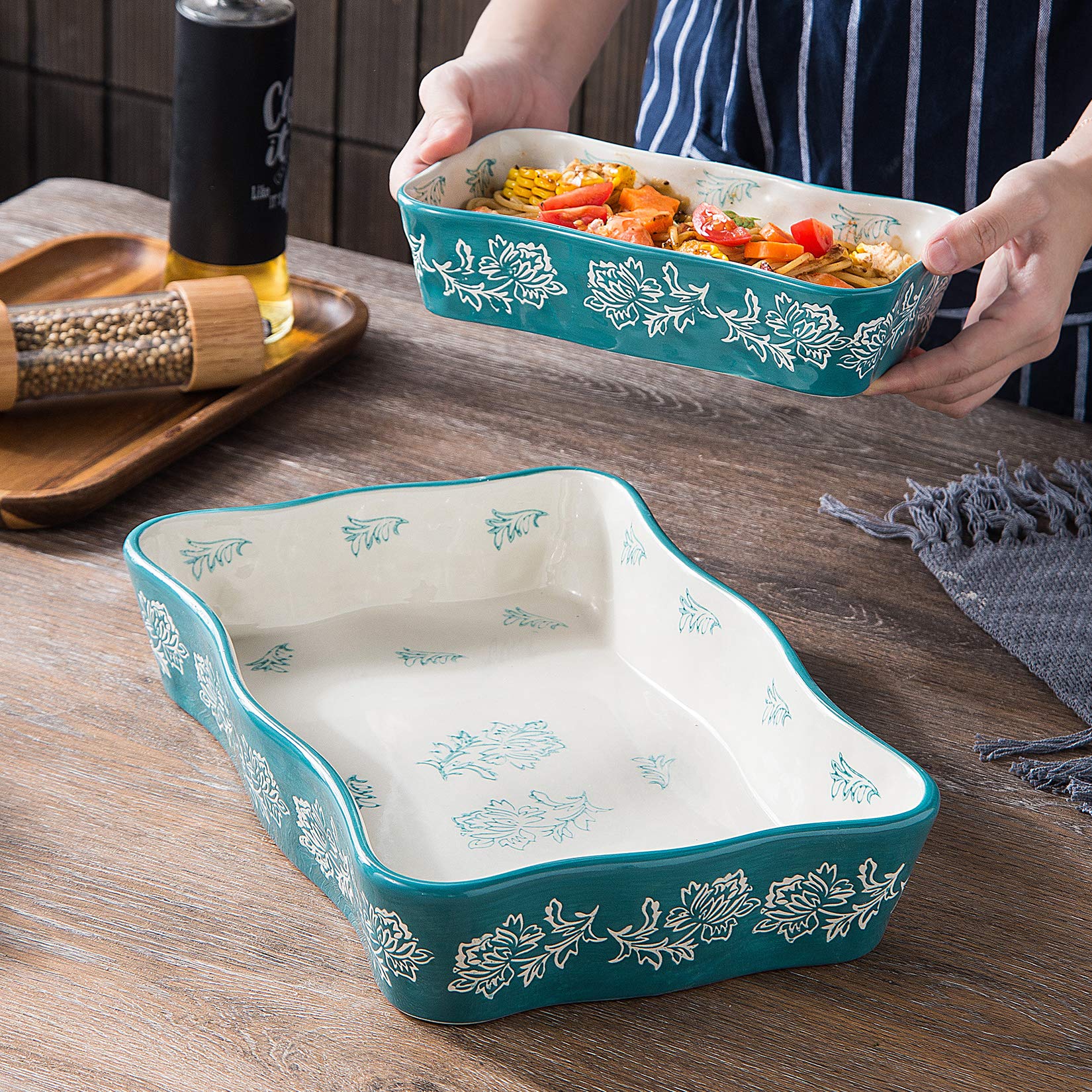 Wisenvoy bakeware set 2pc ceramic for versatile baking and storing.