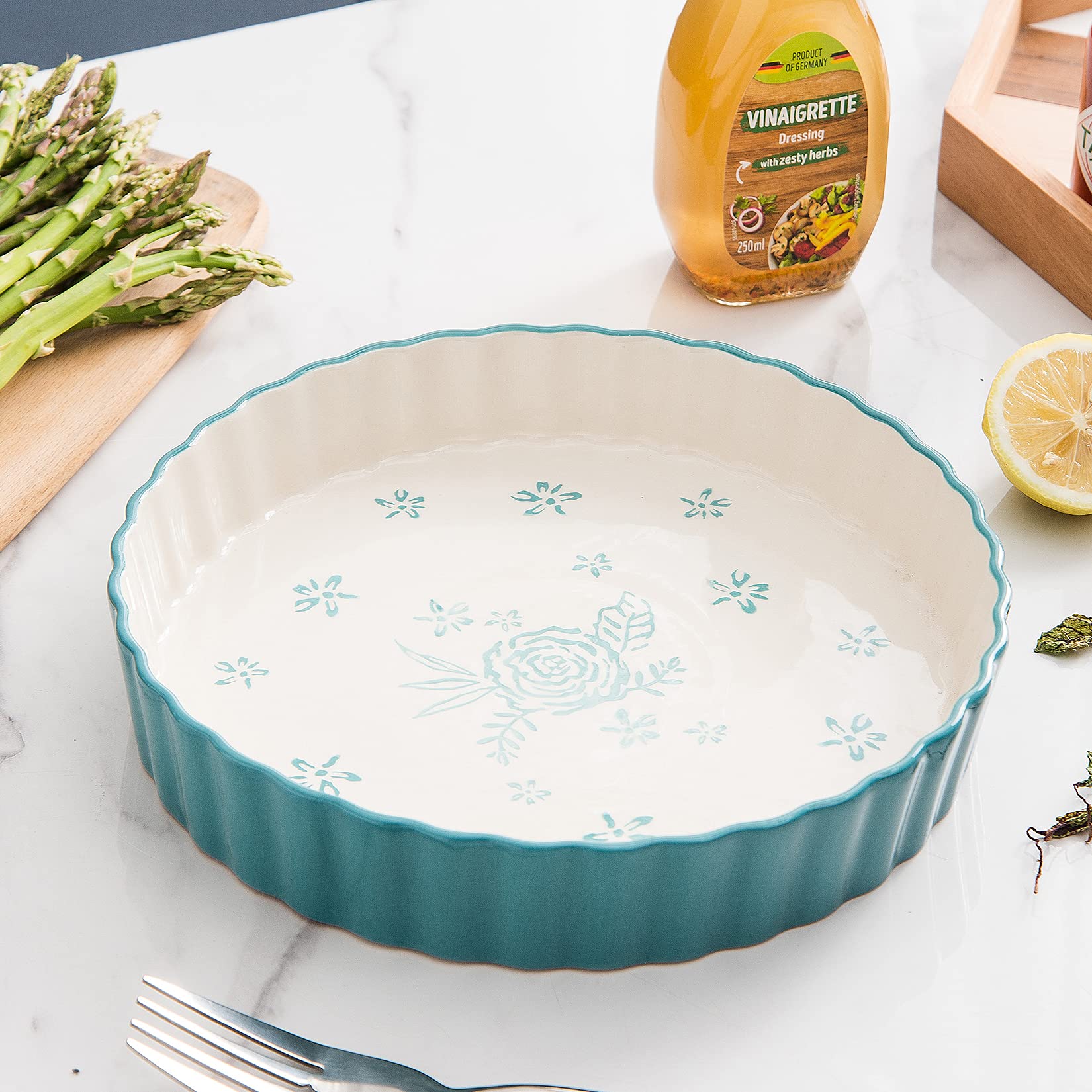 Wisenvoy pie pan deep 2-inch sides prevent spills and hold heavy fillings