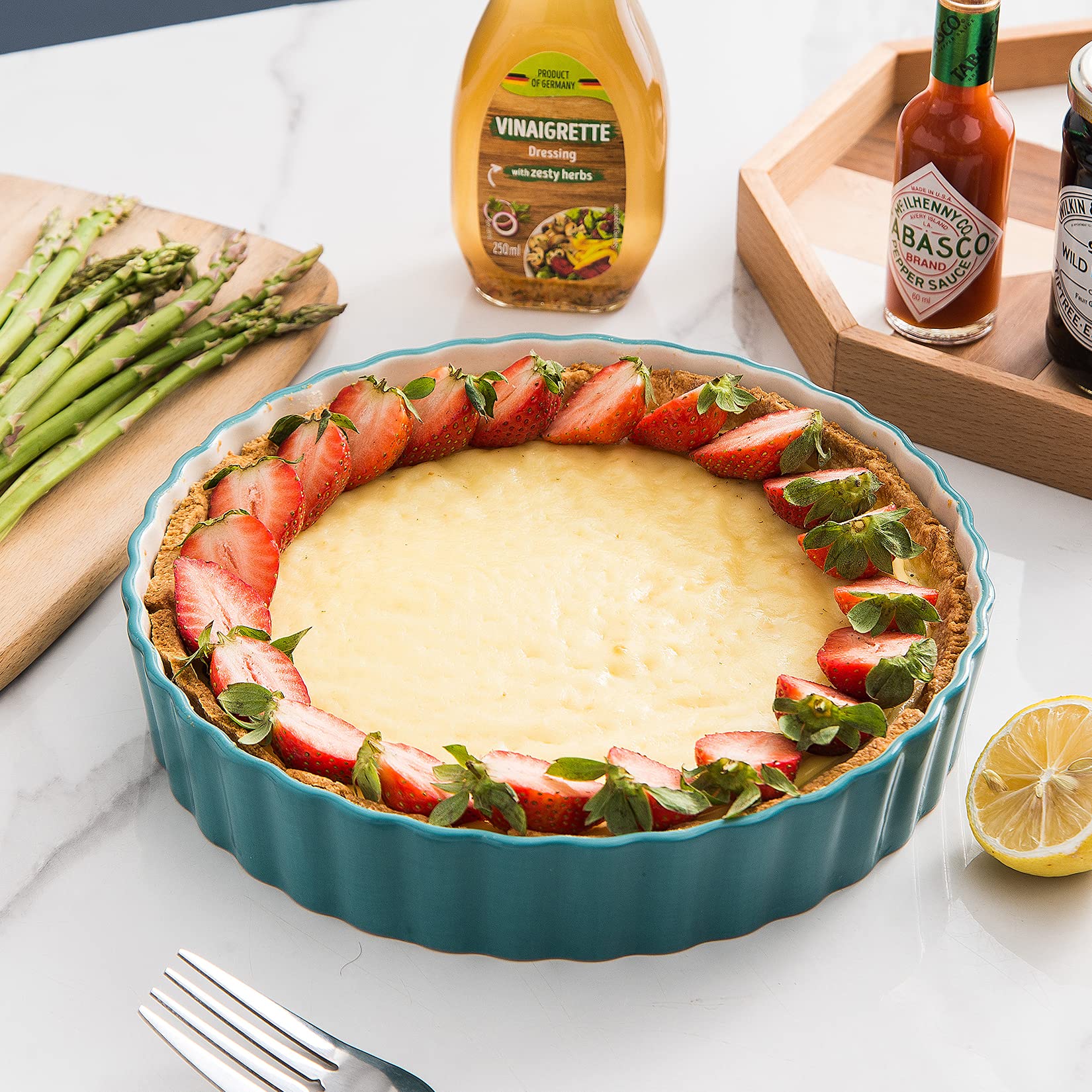 Wisenvoy pie pan with fluted edge aids rustic tart crust formation