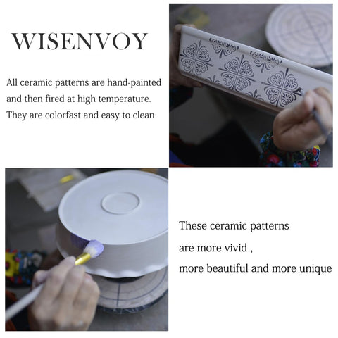 Wisenvoy serving dish on table showing bright pattern for family meals
