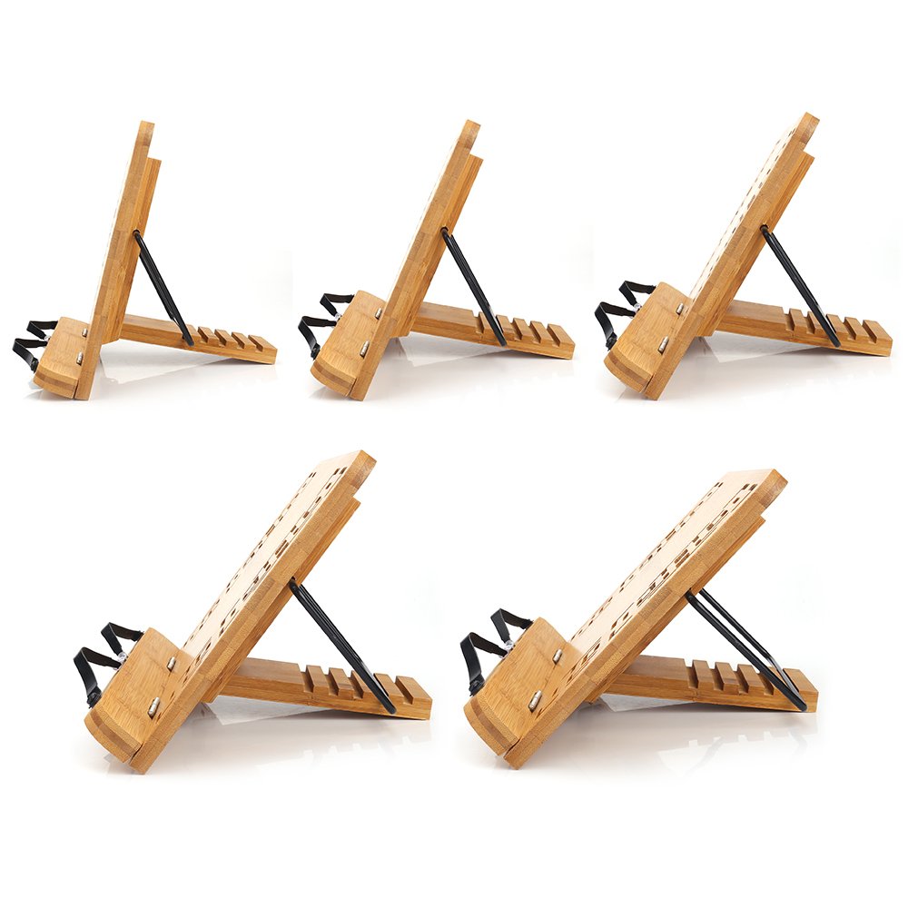 Wishacc large bamboo stand ideal for home and office reading tasks.