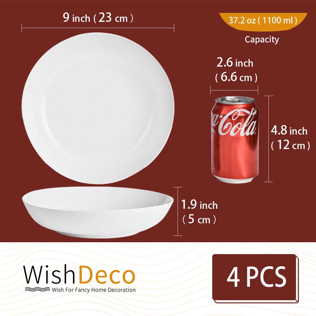 WishDeco 9-inch bowls showcase clean lines for everyday meals
