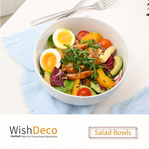 WishDeco bowls set 3 in modern white ceramic for salads and pasta.