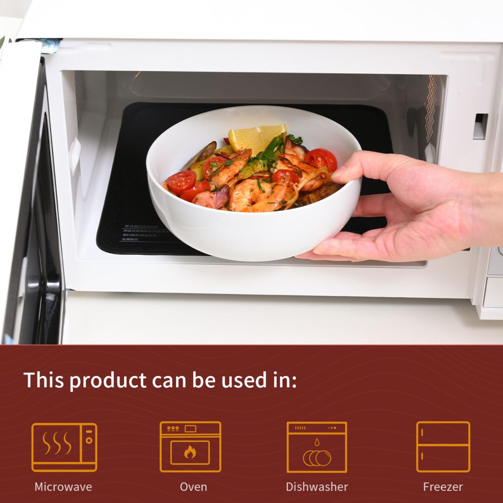WishDeco porcelain bowls are oven-safe and non-toxic for worry-free reuse.