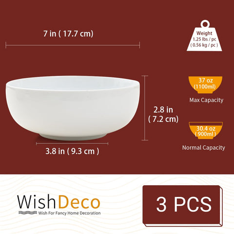 WishDeco 3-pack serving bowls with stackable design for compact storage.