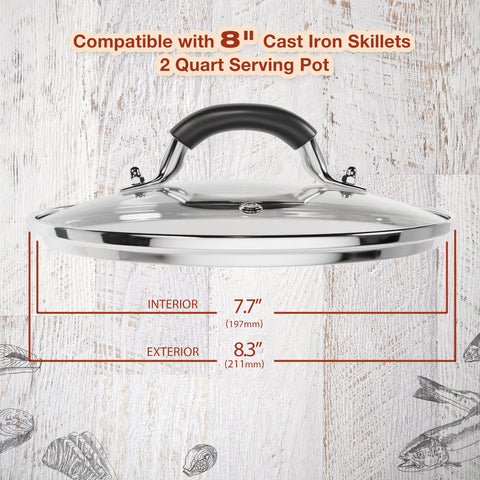 WishDirect 8-inch lid shows steam vent to prevent overflow during simmering