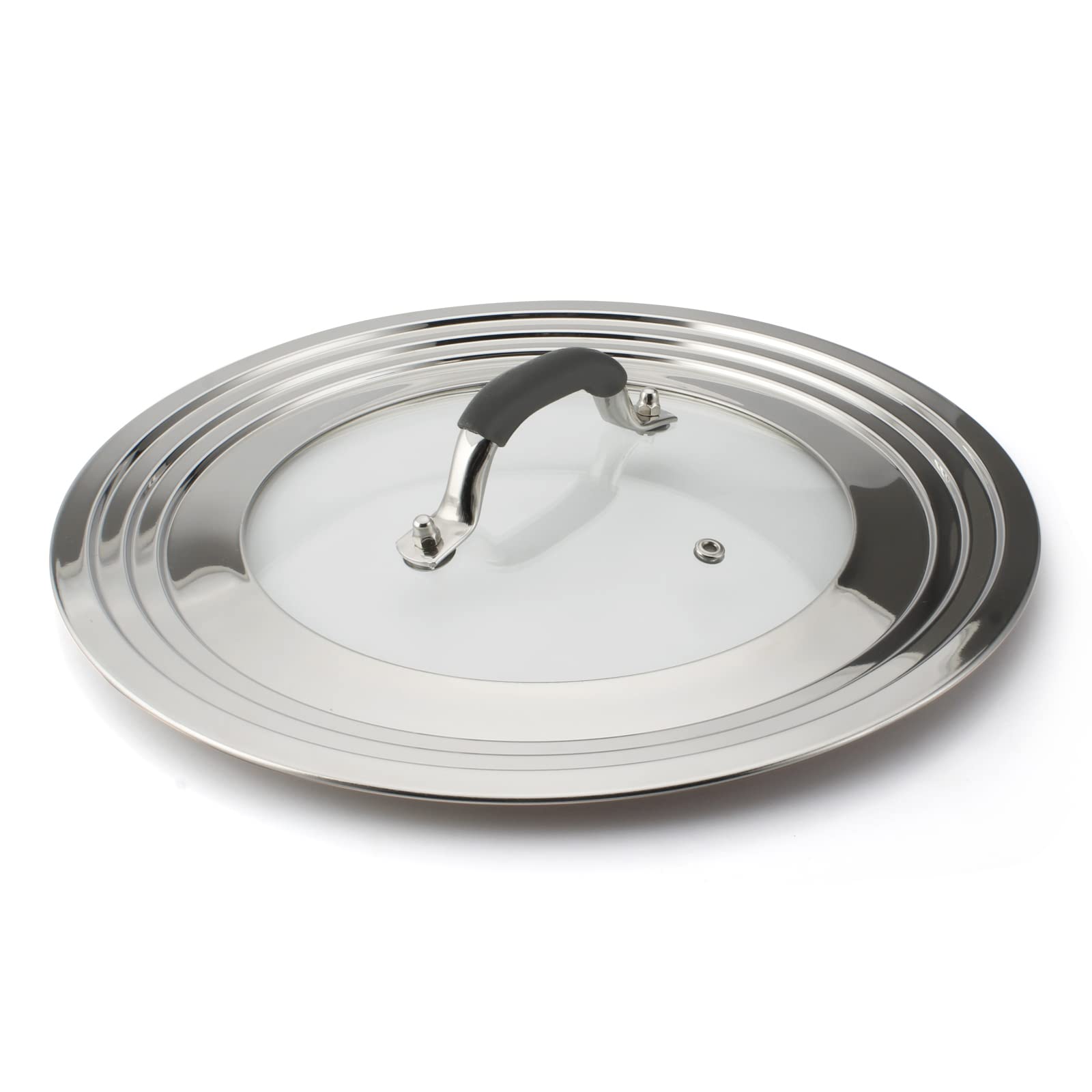 WishDirect universal lid on a 15-inch pan provides wide-fit coverage for various pots