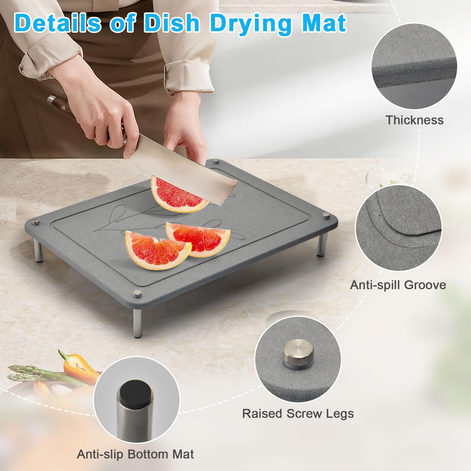 Wishfly diatomaceous-earth drying mat heat resistant for hot pots