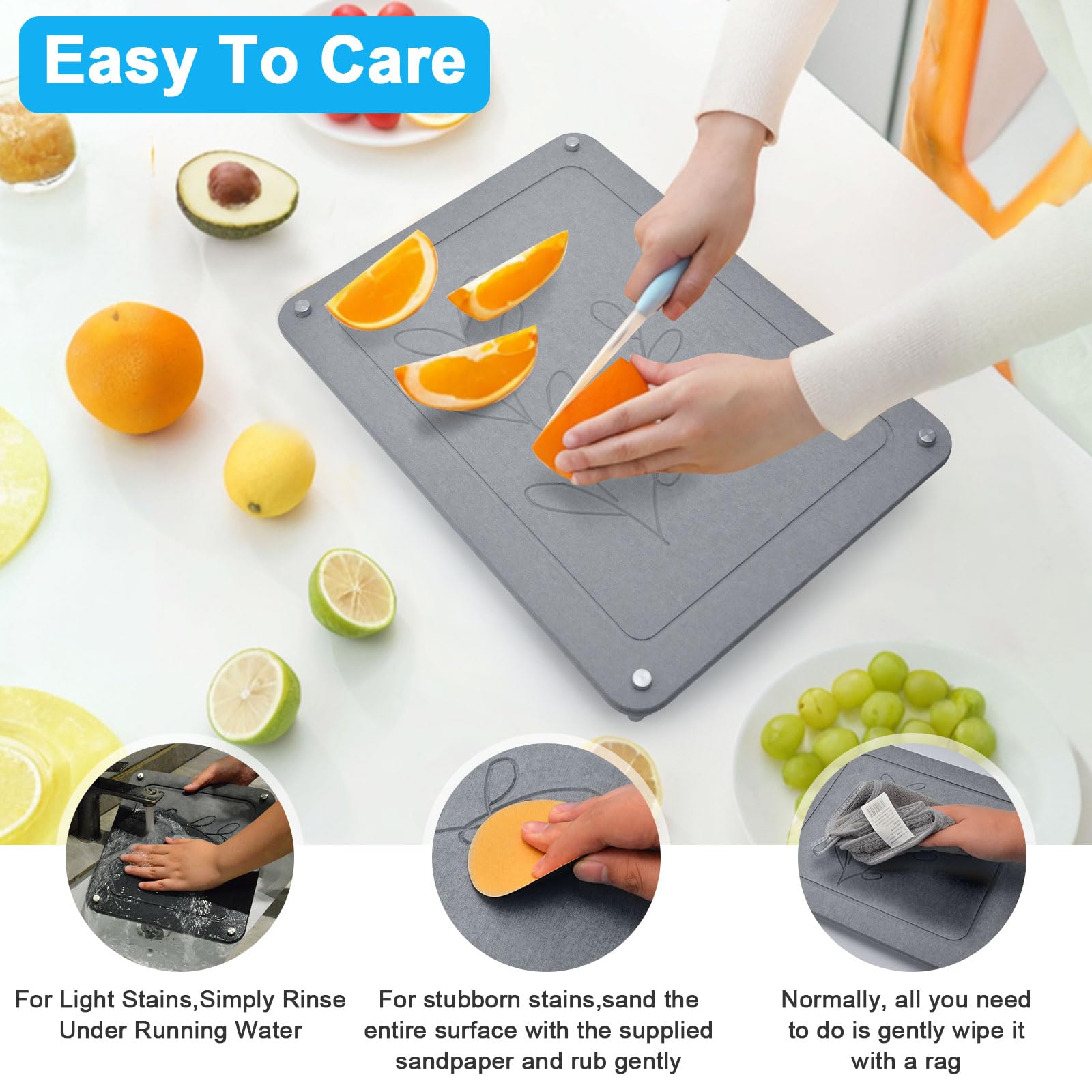Wishfly leaf-pattern stone drying mat small with non-slip feet on counter