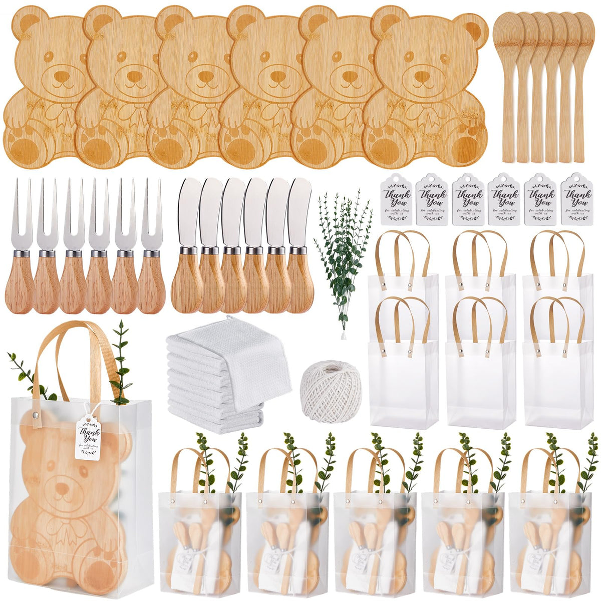 Wishfond bear-shaped cheese boards six-set prize display for chic baby showers.