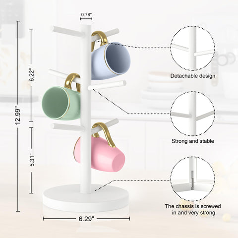 Wisuce mug holder tree on kitchen counter display, blending natural bamboo.