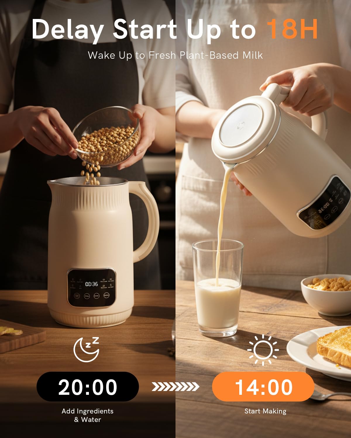 WitLion 50oz Nut Milk Maker timer display supports scheduled beverages