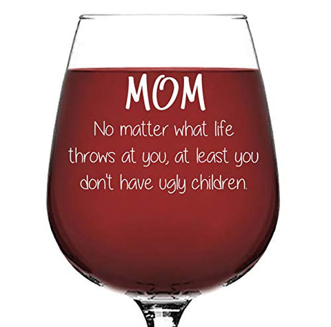 Wittsy gift box wine glass shown gift-ready in a white box with colored bubble wrap