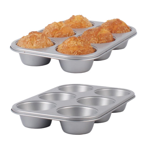 Wivplik jumbo muffin pan 6-cup two-pack for large-batch baking.