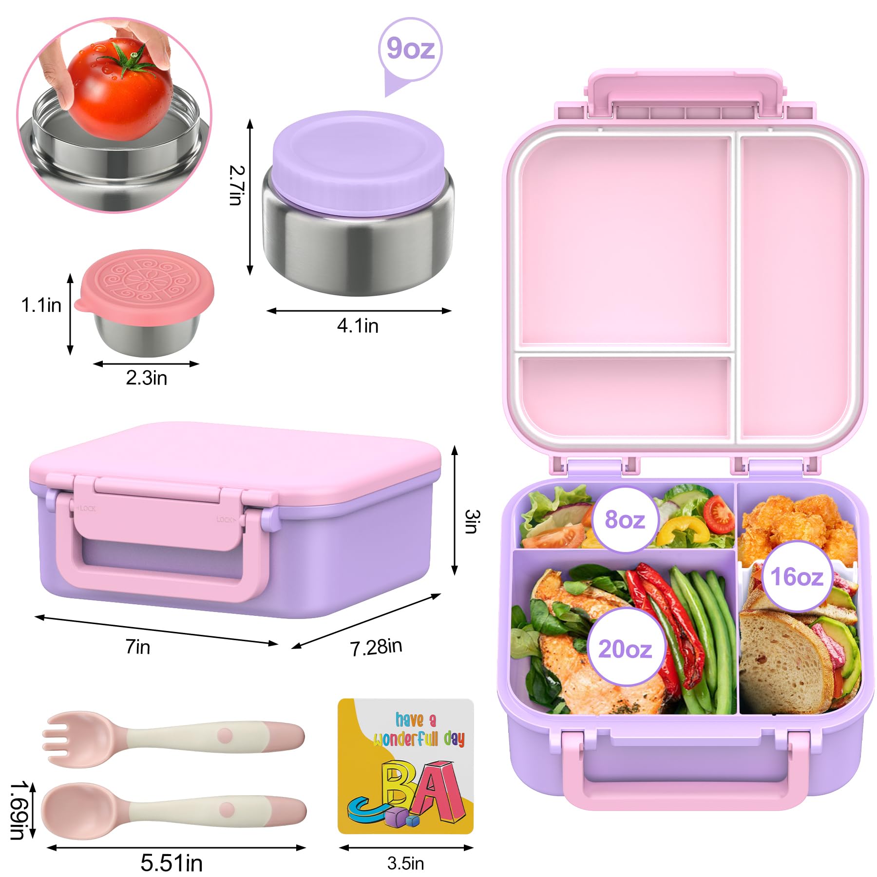 Wiwens 9oz soup thermo jar maintains hot or cold meals.