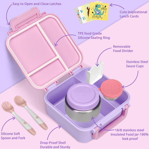 Wiwens kids bento lunch box with multiple compartments for organized foods.