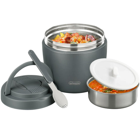 wiwens Thermo Food Jar exterior view in grey, ideal for hot meals on the go