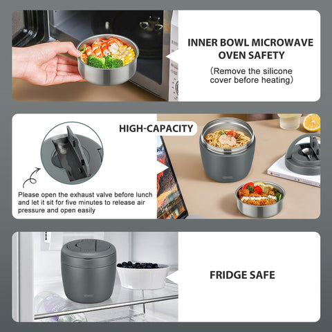 wiwens Thermo Food Jar hidden spoon design and handle for portable meals